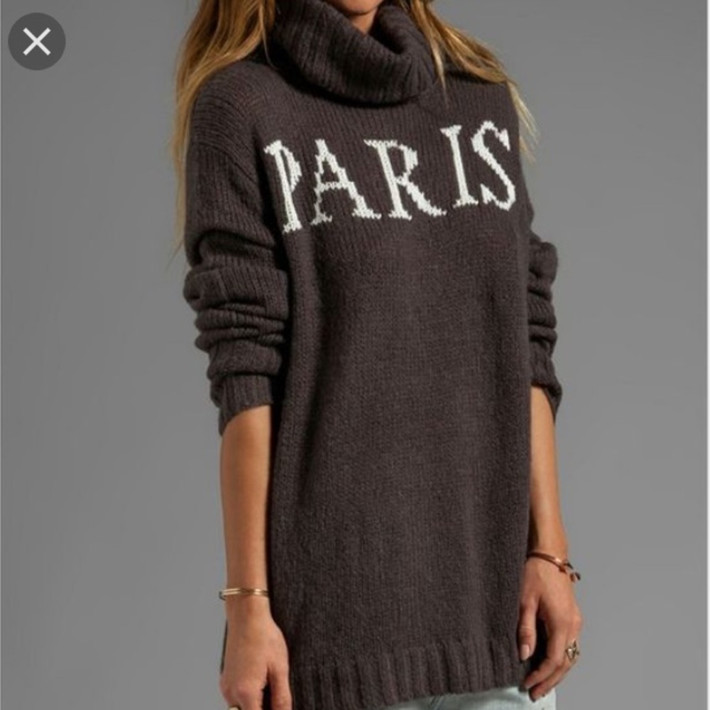 Brown Knit 'PARIS' Turtleneck